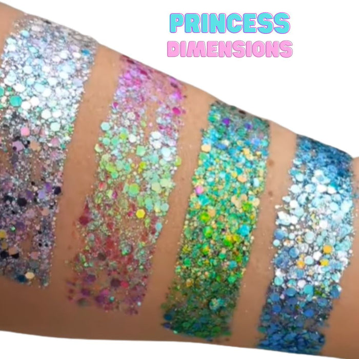 Incendium Arts | Essential Glitter Balm Palette -  PRINCESS DIMENSIONS COLLECTION - 4 Color Power Pack  (25gr - Case Color May Vary)