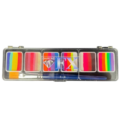 Diamond FX Paint | 6 x 6gr  Split Cake Palette - Neon / Metallic / Matte Colors - GLOW (SFX - Non Cosmetic)