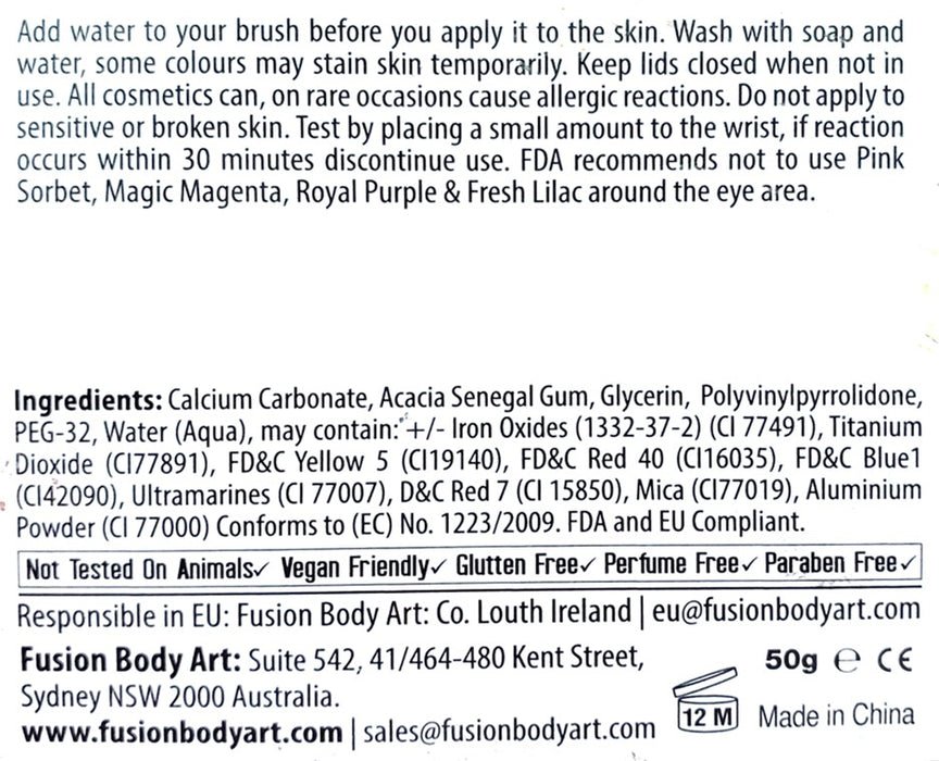 Fusion Body Art Face Paint - Rainbow Cake | Bright Rainbow 50gr