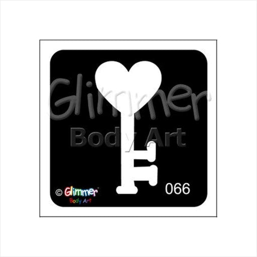 Glimmer Body Art |  Triple Layer Glitter Tattoo Stencils - 5 Pack - Heart Key - #66