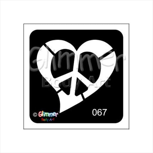 Glimmer Body Art |  Triple Layer Glitter Tattoo Stencils - 5 Pack - Heart Peace - #67