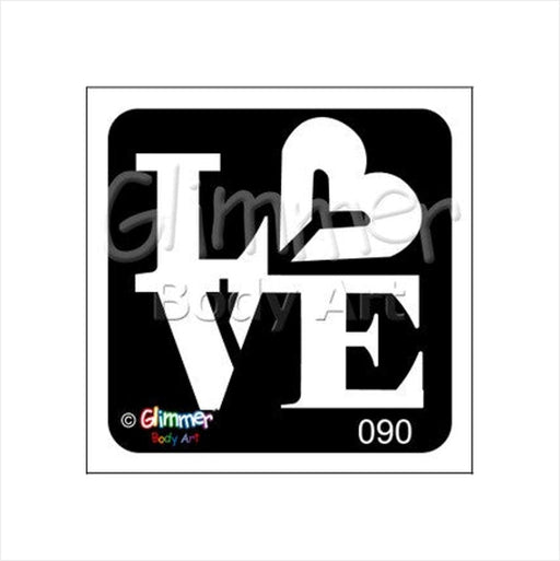Glimmer Body Art |  Triple Layer Glitter Tattoo Stencils - 5 Pack - LOVE - #90