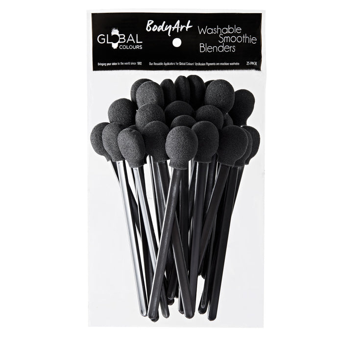 Global Colours | Face Painting Applicator - Black Washable Smoothies - 25 Pack