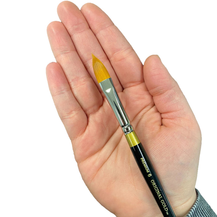 KingArt | Face Painting Brush - Original Gold® 9930 Series - Flat Pointy Golden Taklon - Oval Floral Petal #6