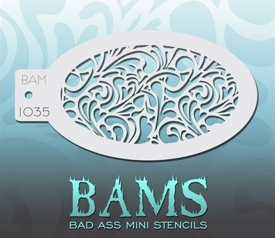 Bad Ass Mini 1035 - Face Painting Stencil - Heart Swirls - Overstock Sale!