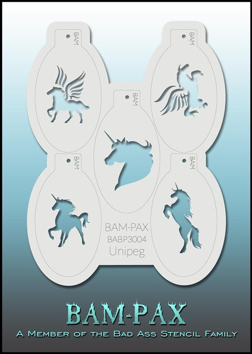 BAM PAX 3004 - Face Painting Stencil - UNIPEG ( Unicorns and Pegasus )