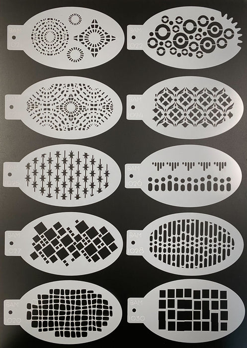 Bad Ass Stencil  - Face Painting Stencils - Classic Set of 45 Stencils