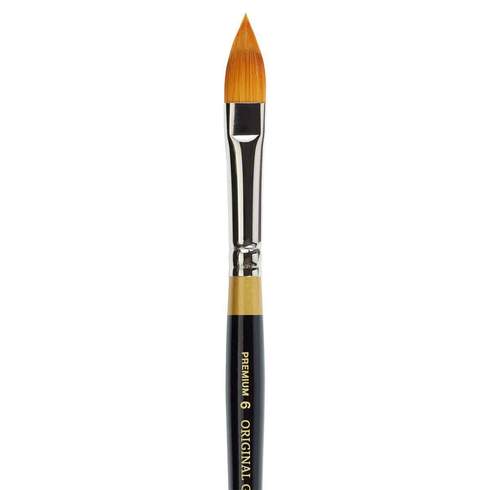 KingArt | Face Painting Brush - Original Gold® 9930 Series - Flat Pointy Golden Taklon - Oval Floral Petal #6