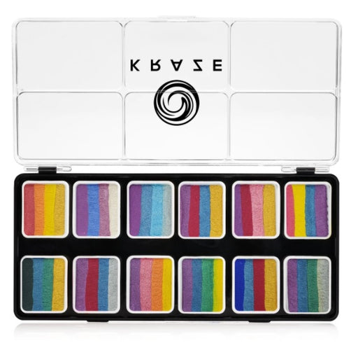 Kraze FX Face Paints | SPLASH GLAM - 12 One Stroke Split Cake Palette (6 gm each)