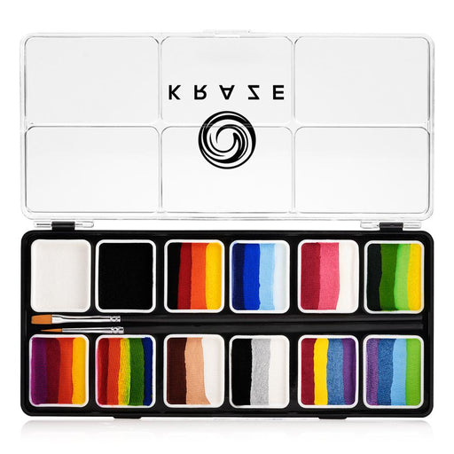 Kraze FX Face and Body Paints | Splash 12 One Stroke Split Cake Palette (6 gm each)