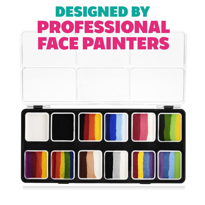 Kraze FX Face and Body Paints | Splash 12 One Stroke Split Cake Palette (6 gm each)