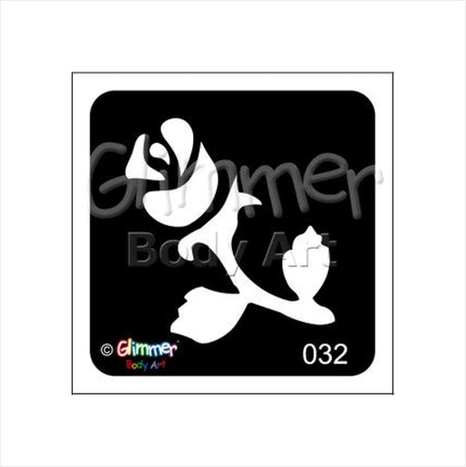Glimmer Body Art |  Triple Layer Glitter Tattoo Stencils - 5 Pack - Single Rose - #32