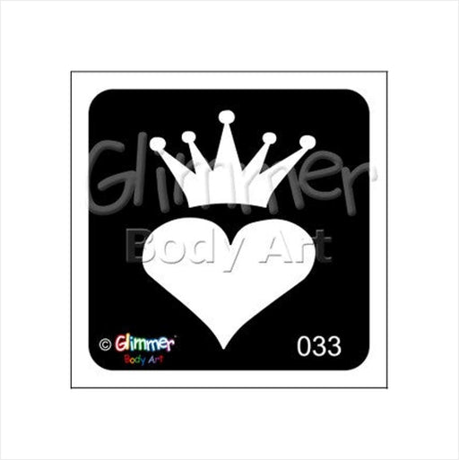 Glimmer Body Art |  Triple Layer Glitter Tattoo Stencils - 5 Pack - Crowned Heart - #33