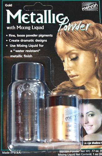 Mehron | Metallic  Face Painting Powder w/Mixing Liquid (carded) - GOLD