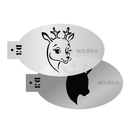 MILENA STENCILS | Face Painting Stencil -  (Smiling Reindeer Set)  D3