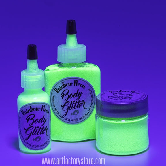 Art Factory | Rainbow Neon Body Glitter Poof - UV Neon Green (1/2oz)