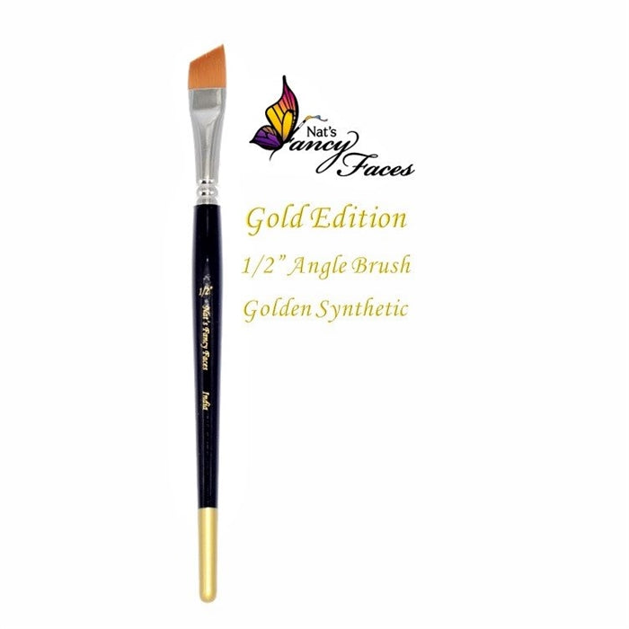 Nat's Fancy Faces | Face Painting Brush - Gold Edition 1/2" Angle