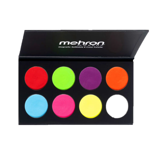 Paradise FX Paint By Mehron | Coated Card Stock Magnetic Case - 8 Color UV NEON GLOW Palette (Non-Cosmetic Special FX)