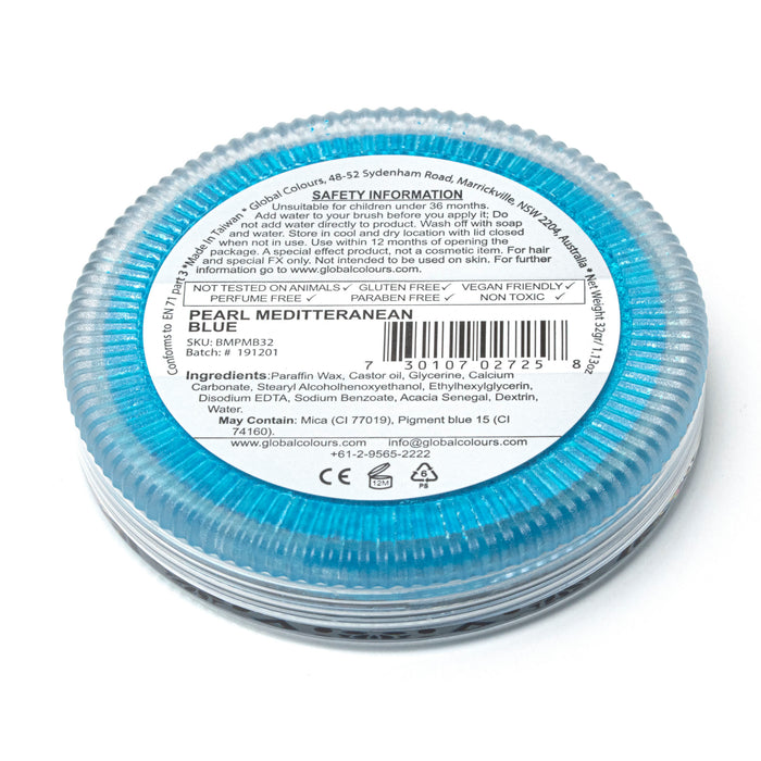 Global Body Art Face Paint | NEW  Pearl Mediterranean Blue 32gr