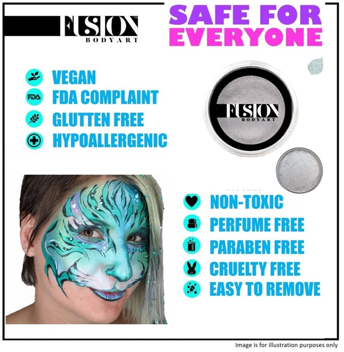 Fusion Body Art Face Paint | Pearl Metallic Silver 32gr