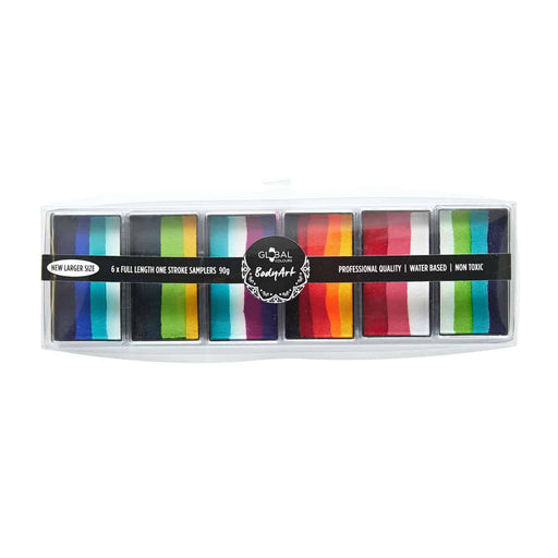 Global Body Art | One Stroke Face Paint Sampler Palette - Rainbow Burst - 6 cakes x 15gm