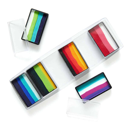 Global Body Art | One Stroke Face Paint Sampler Palette - Rainbow Burst - 6 cakes x 15gm