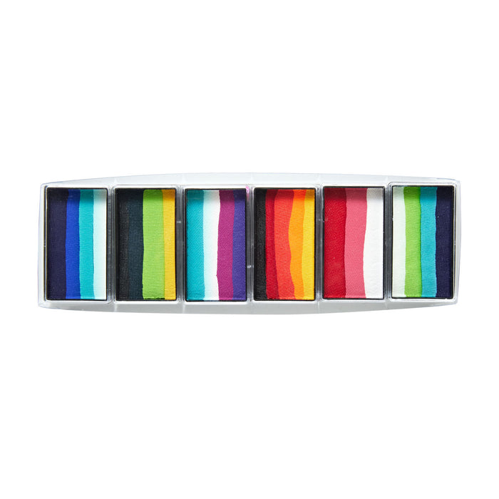 Global Body Art | One Stroke Face Paint Sampler Palette - Rainbow Burst - 6 cakes x 15gm
