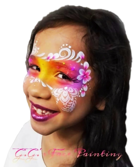 TAP 085 Face Painting Stencil - Henna Fancy Flower Centerpiece