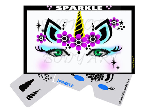 Stencil Eyes - Face Painting Stencil - SPARKLE UNICORN - One Size Fits Most