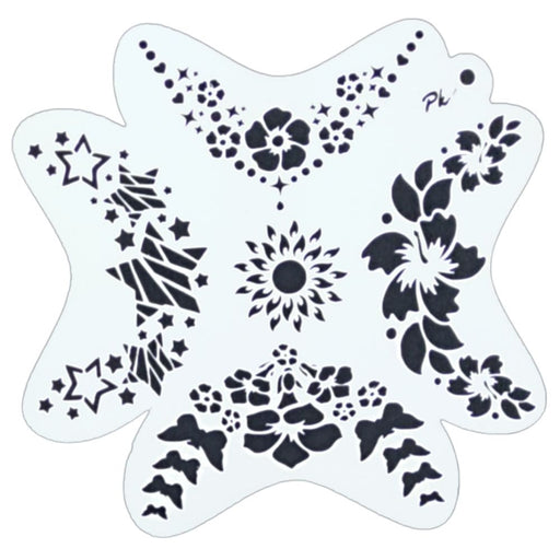 PK | FRISBEE Face Painting Stencil | New Mylar - Flowers and Stars - B1
