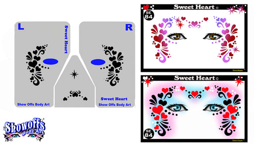Stencil Eyes / Mask - Face Painting Stencil Set - SWEET HEART - Adult Size