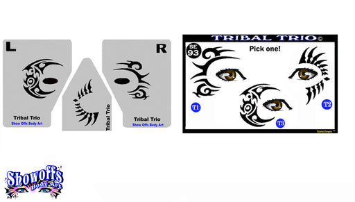 Stencil Eyes / Mask - Face Painting Stencil Set - TRIBAL TRIO - One Size Fits Most