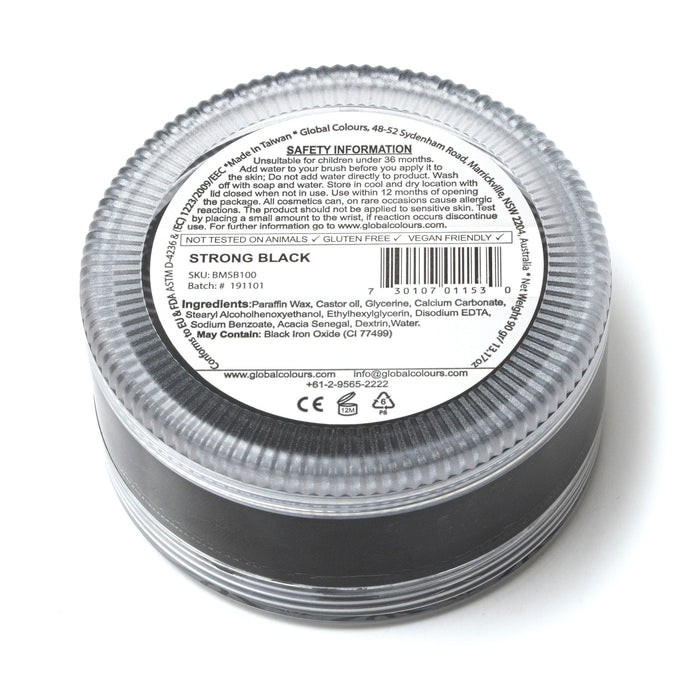 Global Body Art Face Paint | NEW Standard STRONG Black 90gr