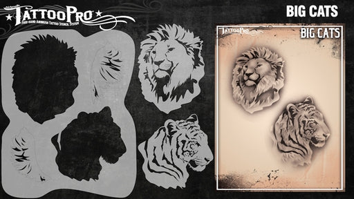 Tattoo Pro 133  - Body Painting Stencil - Big Cats