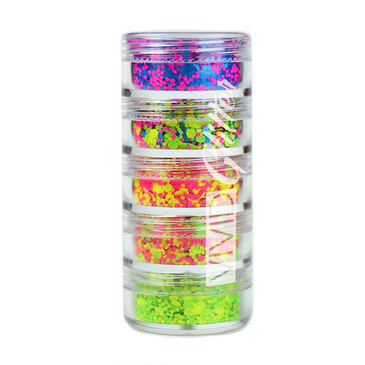 VIVID Glitter | Loose Chunky Hair and Body Glitter | UV Galactic Glow Stack (Set of 5)