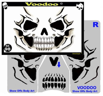 Stencil Eyes / Mask - Face Painting Stencil Set - VOODOO Skull - Child Size