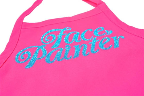 Face Painter Apron - Pink with Aqua Letters - DISCONTINUE