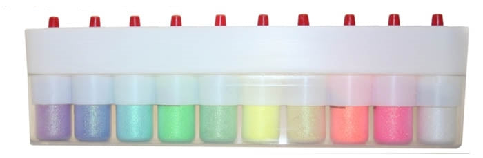 Art Factory | Glitter Set - 10 Poofer Bottles and Case - Rainbow Crystal Face Painting SHEER Glitter - #14
