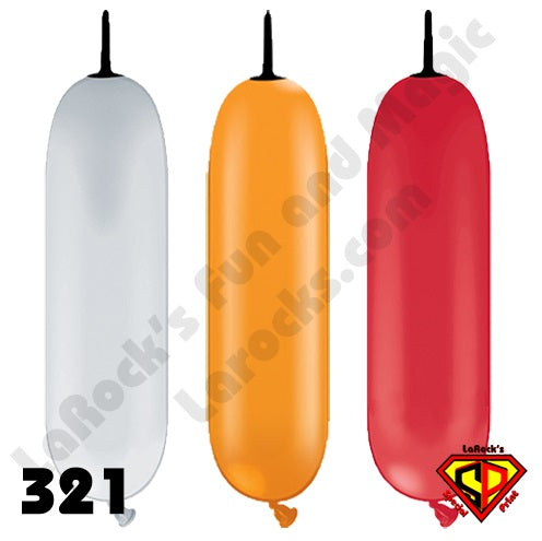 Qualatex Balloons | 321Q - White/Orange/Red with Black Tips - BEE BODY Assortment - 100 ct (4453)