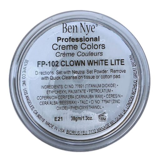Ben Nye | Creme Colors Clown Makeup - (FP-102) Clown White Lite 1 oz