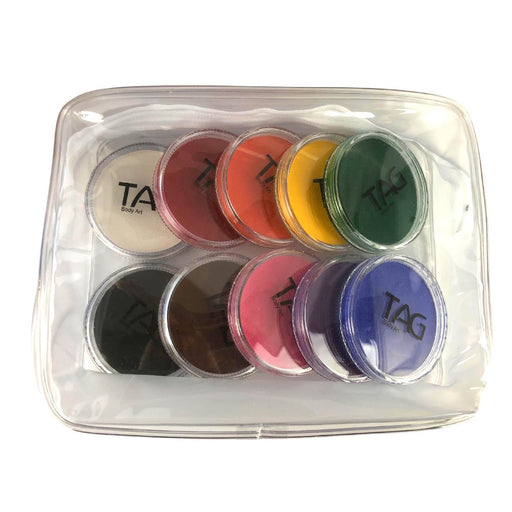 TAG Body Art Face Paint Kit - Custom Bundle of 10 Regular / Pearl Colors with Pouch