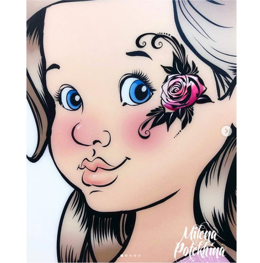 MILENA STENCILS | Face Painting Stencil -  (Rose with leaves)  F1