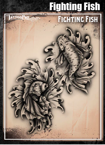 Tattoo Pro | Air Brush Body Painting Stencil - FIGHTING FISH 196