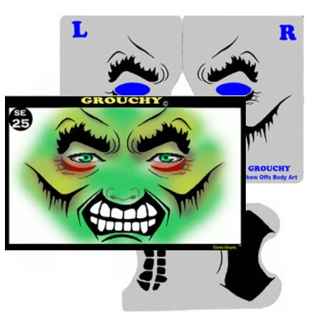 Stencil Eyes - Face Painting Stencil - GROUCHY - Child Size