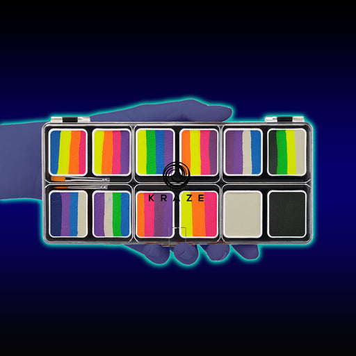 Kraze FX Special Effects Paints | NEON POP 12 One Stroke Split Cake Palette (6 gm each) (SFX - Non Cosmetic)