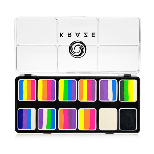 Kraze FX Special Effects Paints | NEON POP 12 One Stroke Split Cake Palette (6 gm each) (SFX - Non Cosmetic)