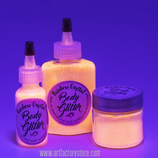 Art Factory | Rainbow Crystal Body Glitter - UV Outrageous Orange (1oz jar)