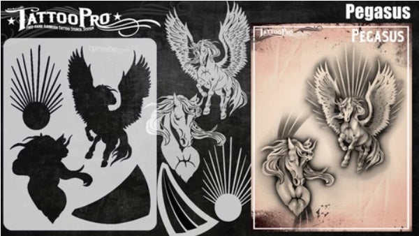 Tattoo Pro 187 | Air Brush Body Painting Stencil - Pegasus