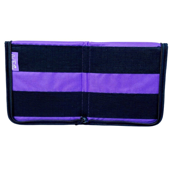Art Factory | Double Row Brush Wallet with Zipper - Purple and Black