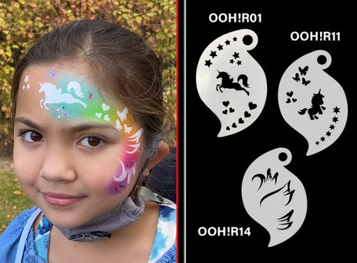 Ooh! Face Painting Stencil | Unicorn Storm (R01)